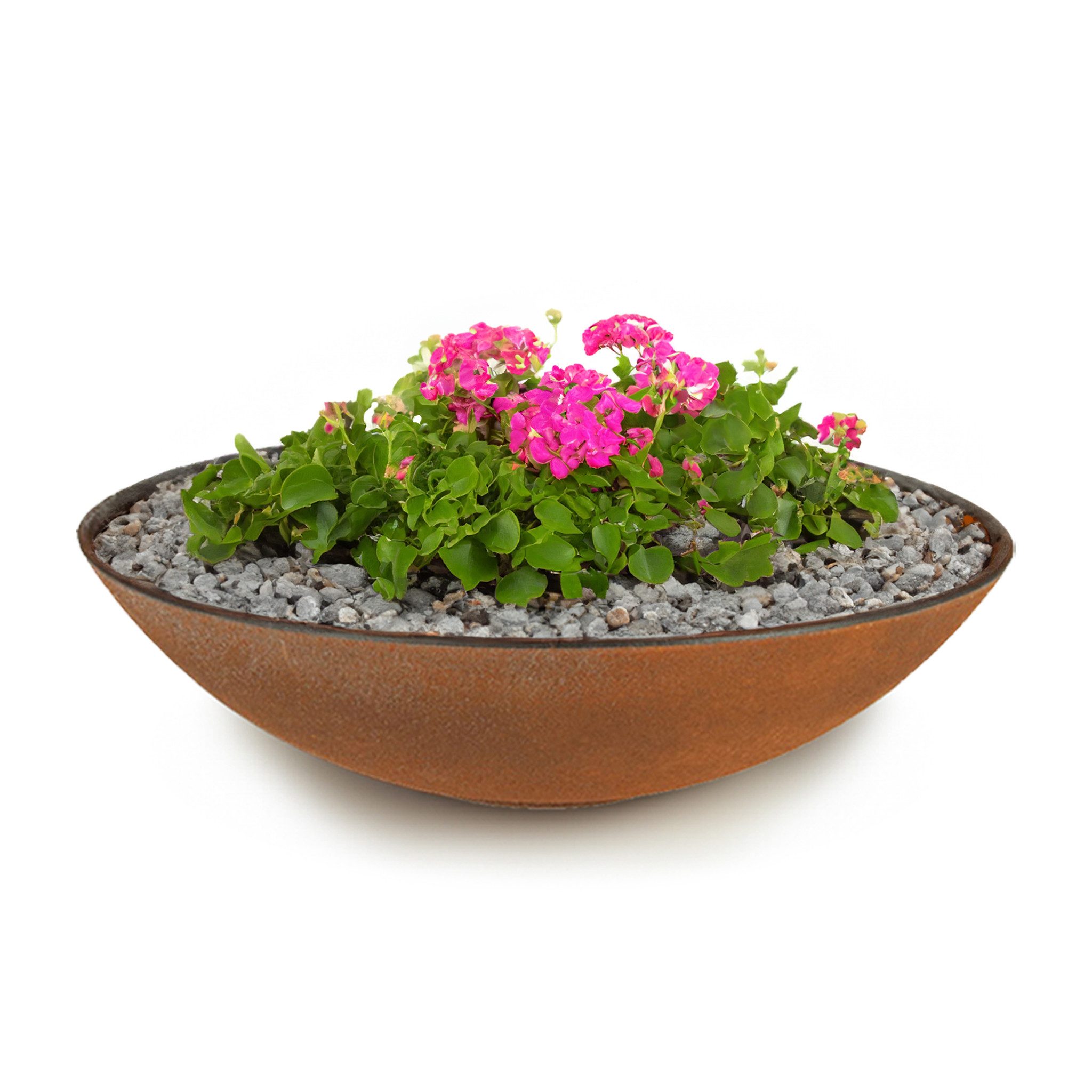 Blumentopf Flache Pflanzschale für draussen Dekoschale rund Rost-Optik 35 cm