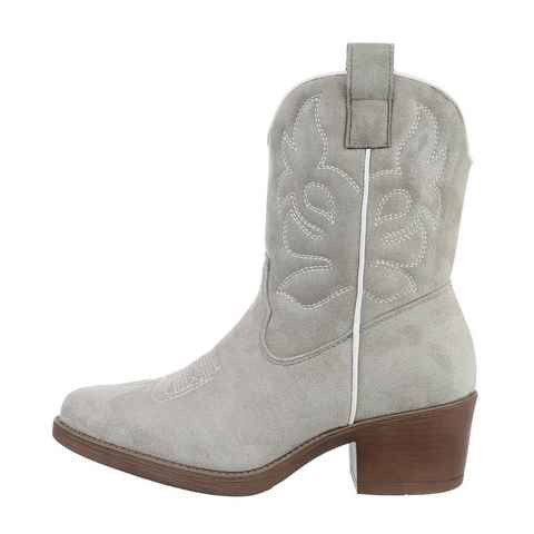 Ital-Design Damen Cowboyboots Western Westernstiefelette Blockabsatz Western- & Bikerboots in Hellgrün