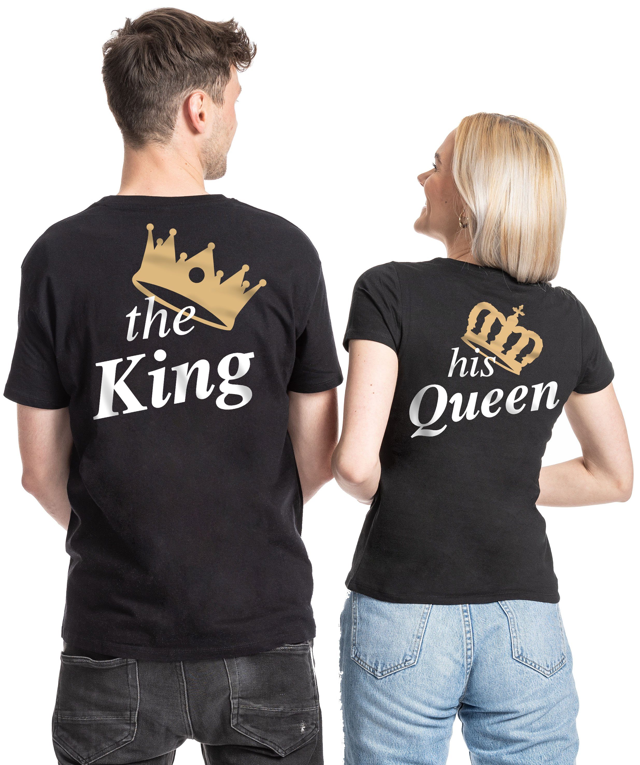 Couples Shop T-Shirt King & Queen Krone Partner T-Shirt mit modischem Print