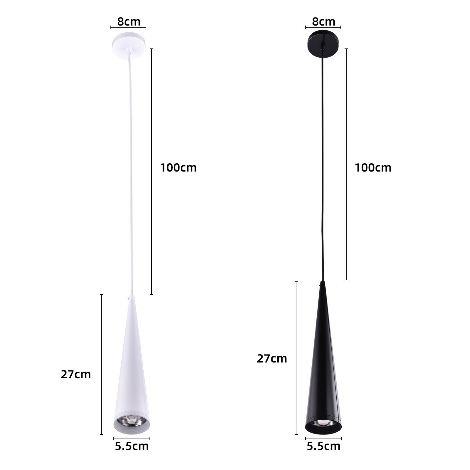 Schwarz Pendelleuchte 7W, LED Kronleuchter Sunicol Pendelleuchte,Esszimmer Weiß-6000K, Küche Hängelampe, Modern Weiß/Warmweiß
