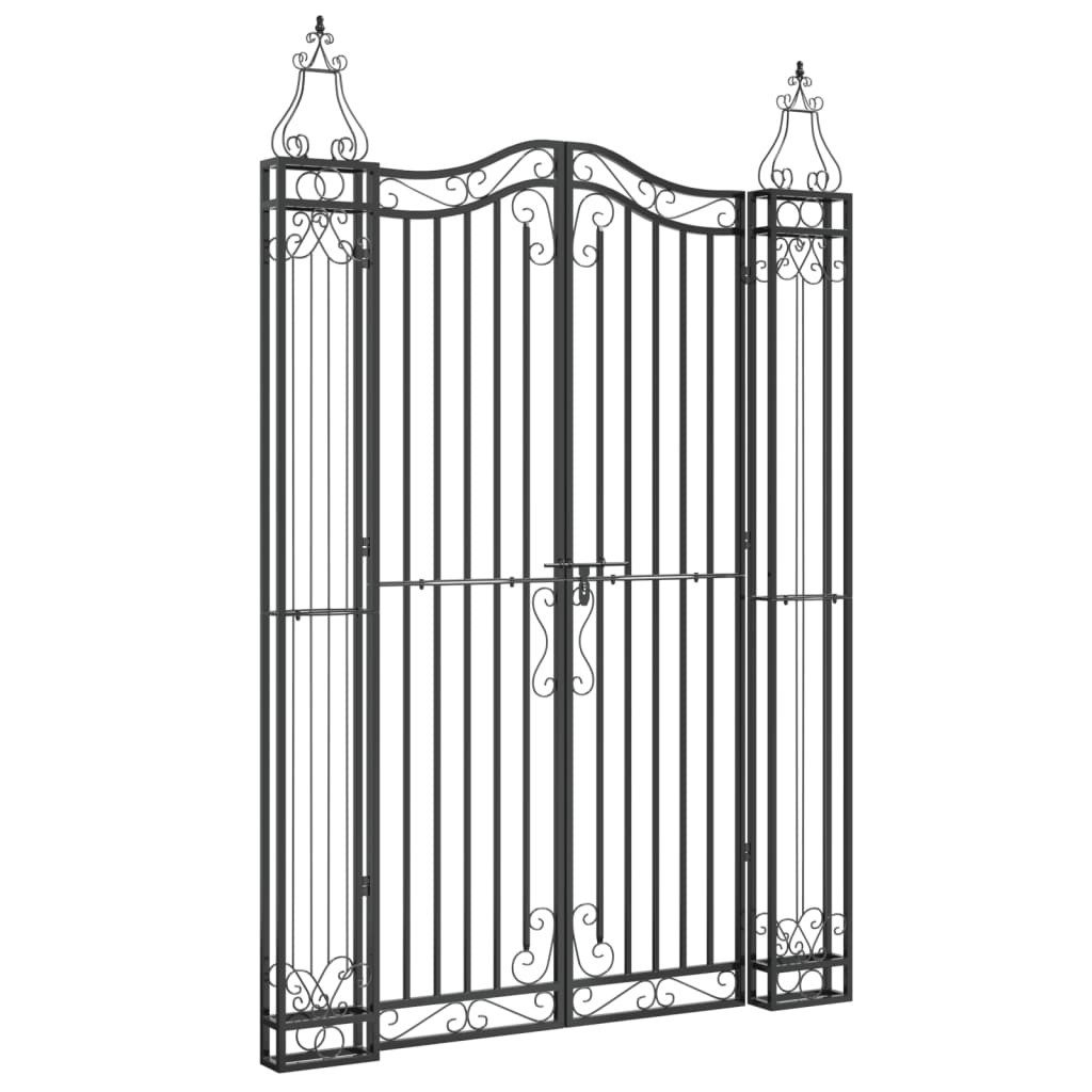 Gartentor 121 x 8 x 180 cm Gartentor Schwarz 121x8x180 cm Schmiedeeisen Abschlie