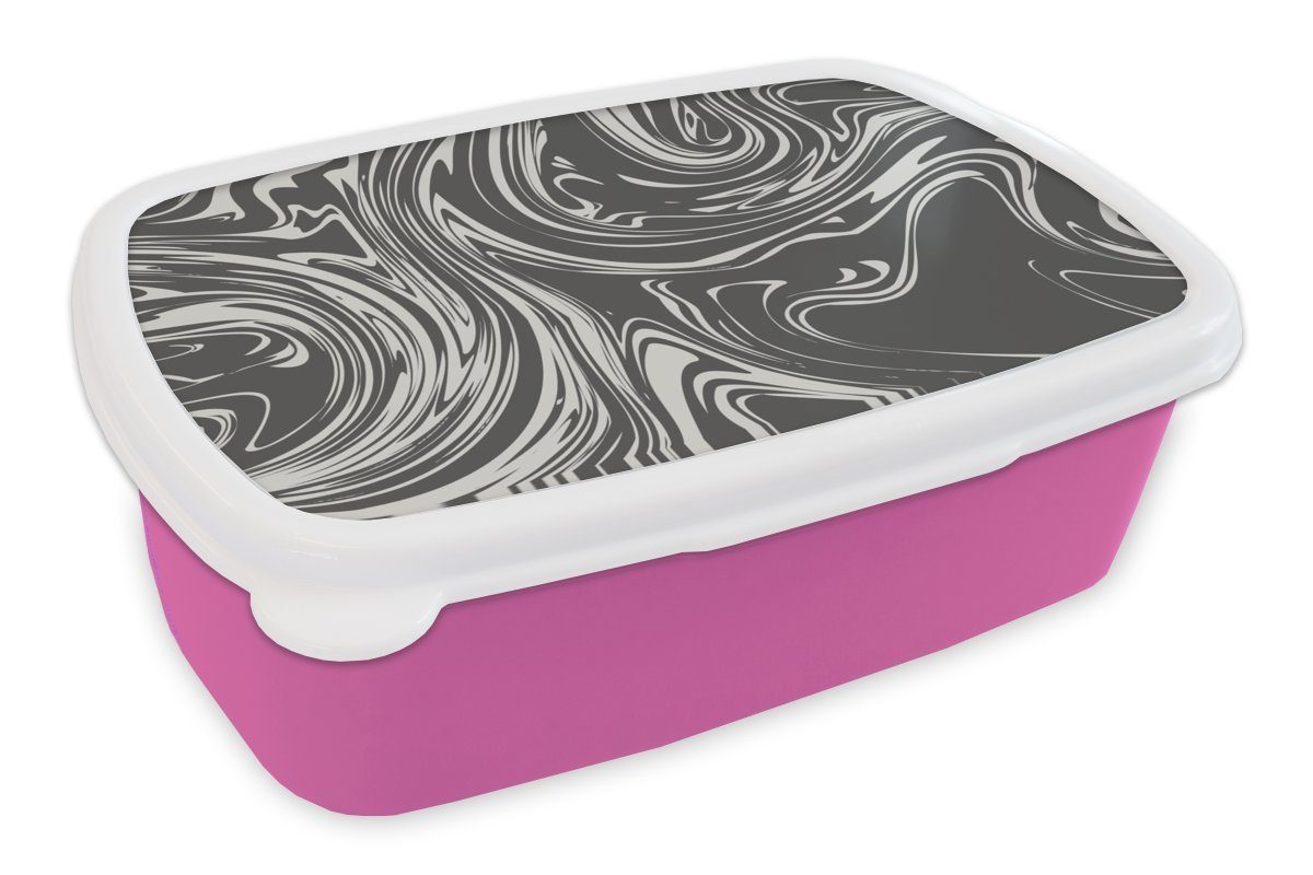 MuchoWow Lunchbox Marmor - Eisen - Muster, Kunststoff, (2-tlg), Brotbox für Erwachsene, Brotdose Kinder, Snackbox, Mädchen, Kunststoff rosa