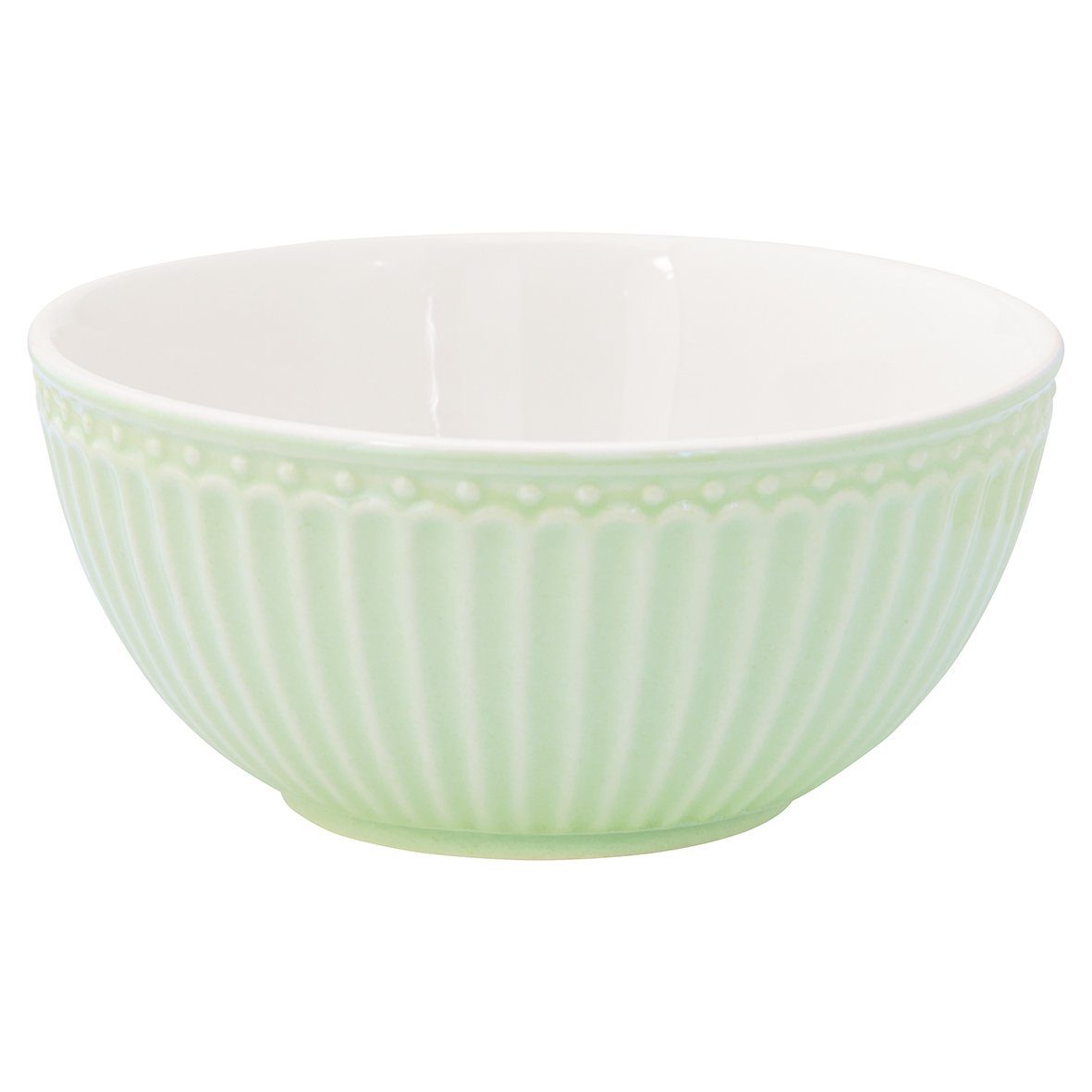 Greengate Müslischale Alice Müslischale pale green 14 cm, Steinzeug, (Schüsseln & Schalen)