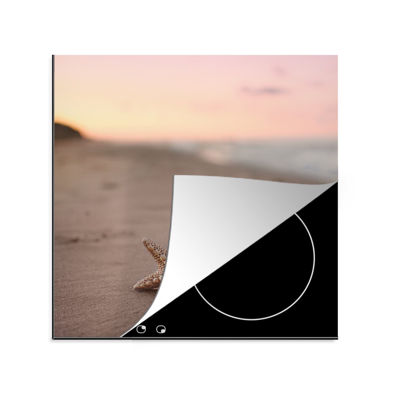 MuchoWow Herdblende-/Abdeckplatte Seestern - Strand - Farben, Vinyl, (1 tlg), 78x78 cm, Ceranfeldabdeckung, Arbeitsplatte für küche