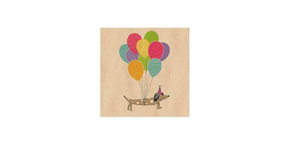Braun+Company Atelier Papierserviette Servietten Dackel mit Ballons 33 x 33 cm 20 Stück