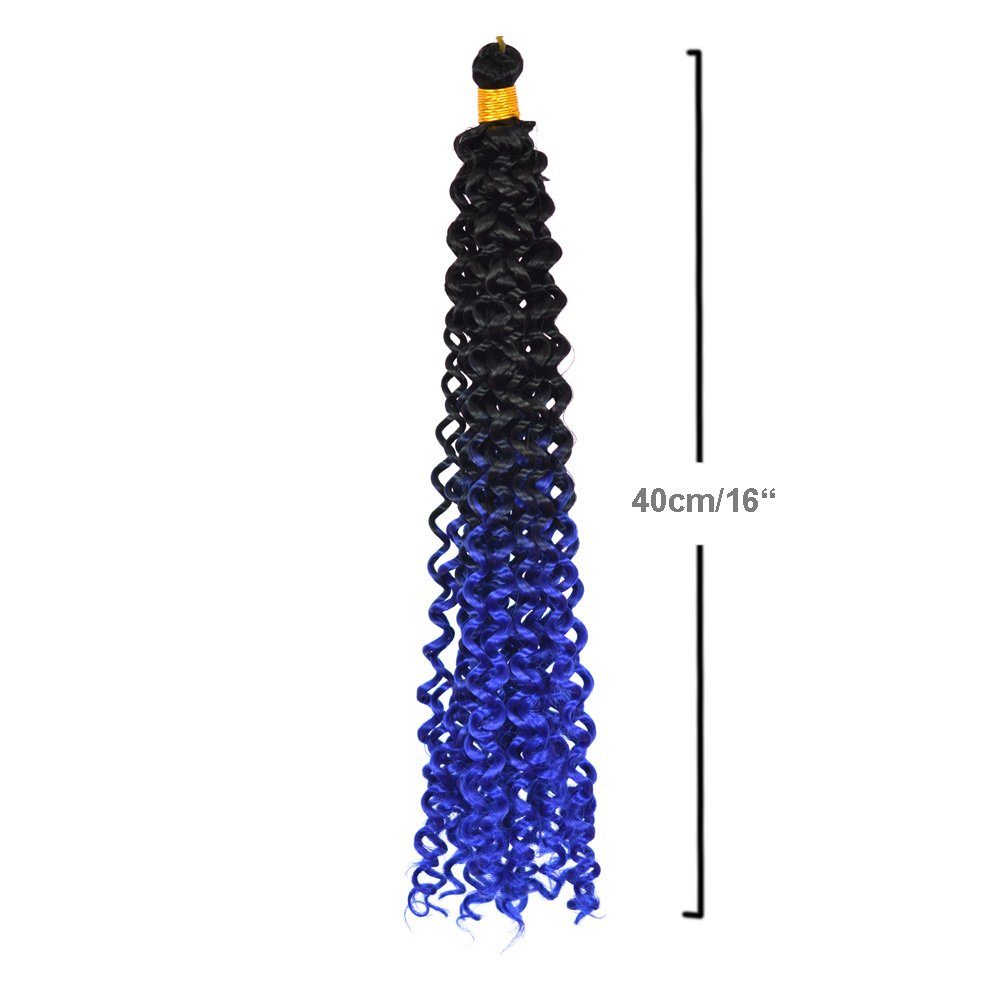 3er BRAIDS! Zöpfe Ombre Deep Schwarz-Blau YOUR Wellig Wave Braids Crochet MyBraids Flechthaar 3-WS Pack Kunsthaar-Extension
