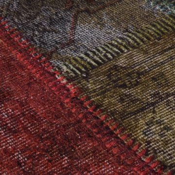 Teppich Teppich Waschbar Patchwork Mehrfarbig φ120 cm Rutschfest, vidaXL, Runde, Höhe: 0.4 mm