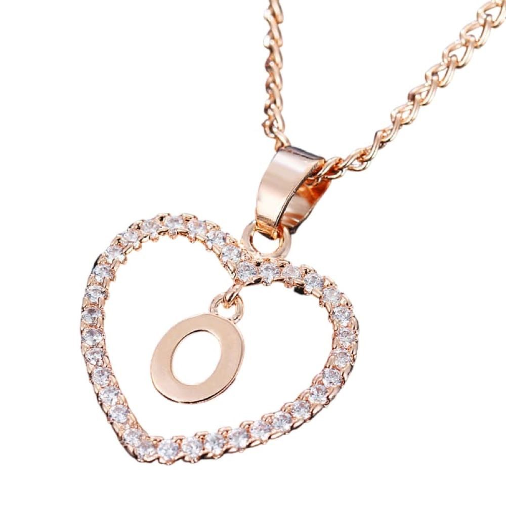 Ketten-Set Kette Buchstaben Herz Rosegold aus Alloy Damen - Buchstabe O