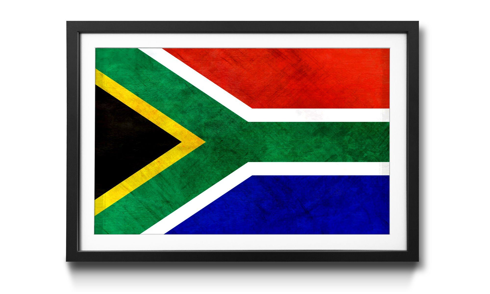 WandbilderXXL Bild mit Rahmen Südafrika, Flagge, Wandbild, in 4 Größen erhältlich