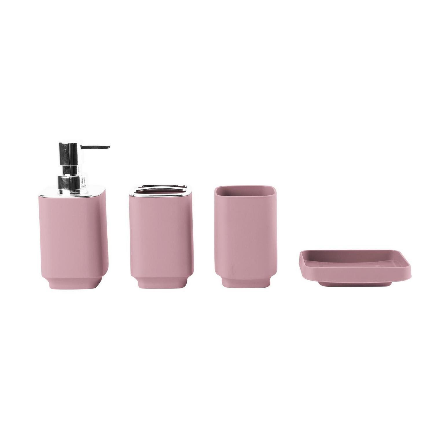 LuxusKollektion Badaccessoire-Set 4-teiliges BZ-Zubehör-Set Rosa