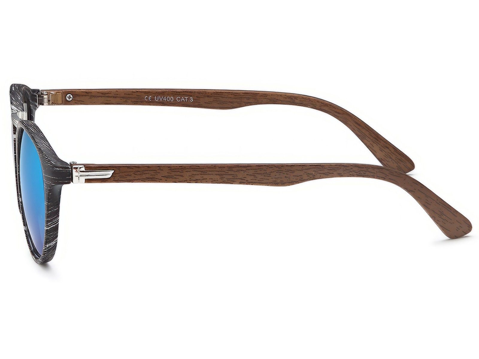 styleBREAKER Sonnenbrille Panto Sonnenbrille Holzoptik Runde Retro Brille UV400 (1-St) Verspiegelt