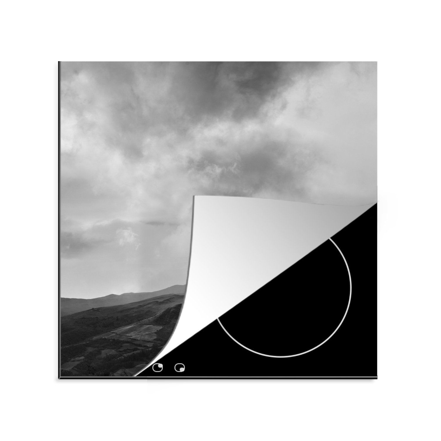 MuchoWow Herdblende-/Abdeckplatte Nebel - Schwarz - Weiß - Südamerika, Vinyl, (1 tlg), 78x78 cm, Ceranfeldabdeckung, Arbeitsplatte für küche