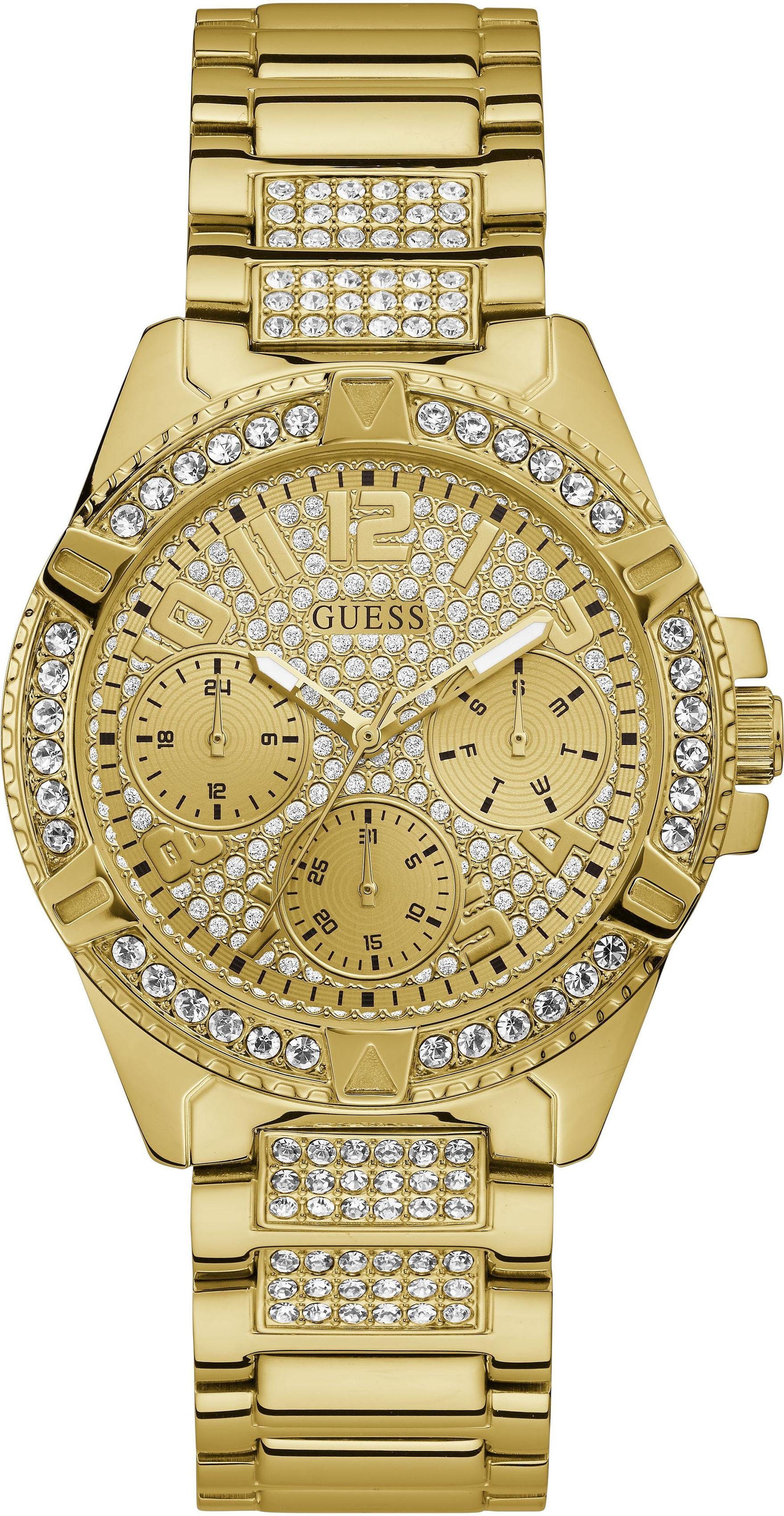 Guess Multifunktionsuhr LADY FRONTIER W1160L1, Armbanduhr, Quarzuhr, Damenuhr, Silikonarmband
