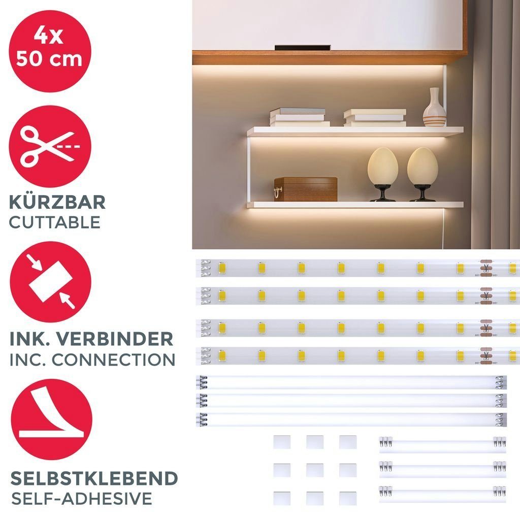 mit 4.000K Stripes Küchenbeleuchtung B.K.Licht Schrankleuchte LED Schalter 4x50cm 1.100lm Neutralweiß, Lichtleiste Unterbauleuchte Strip - Helle integriert, BKL1179, fest LED LED