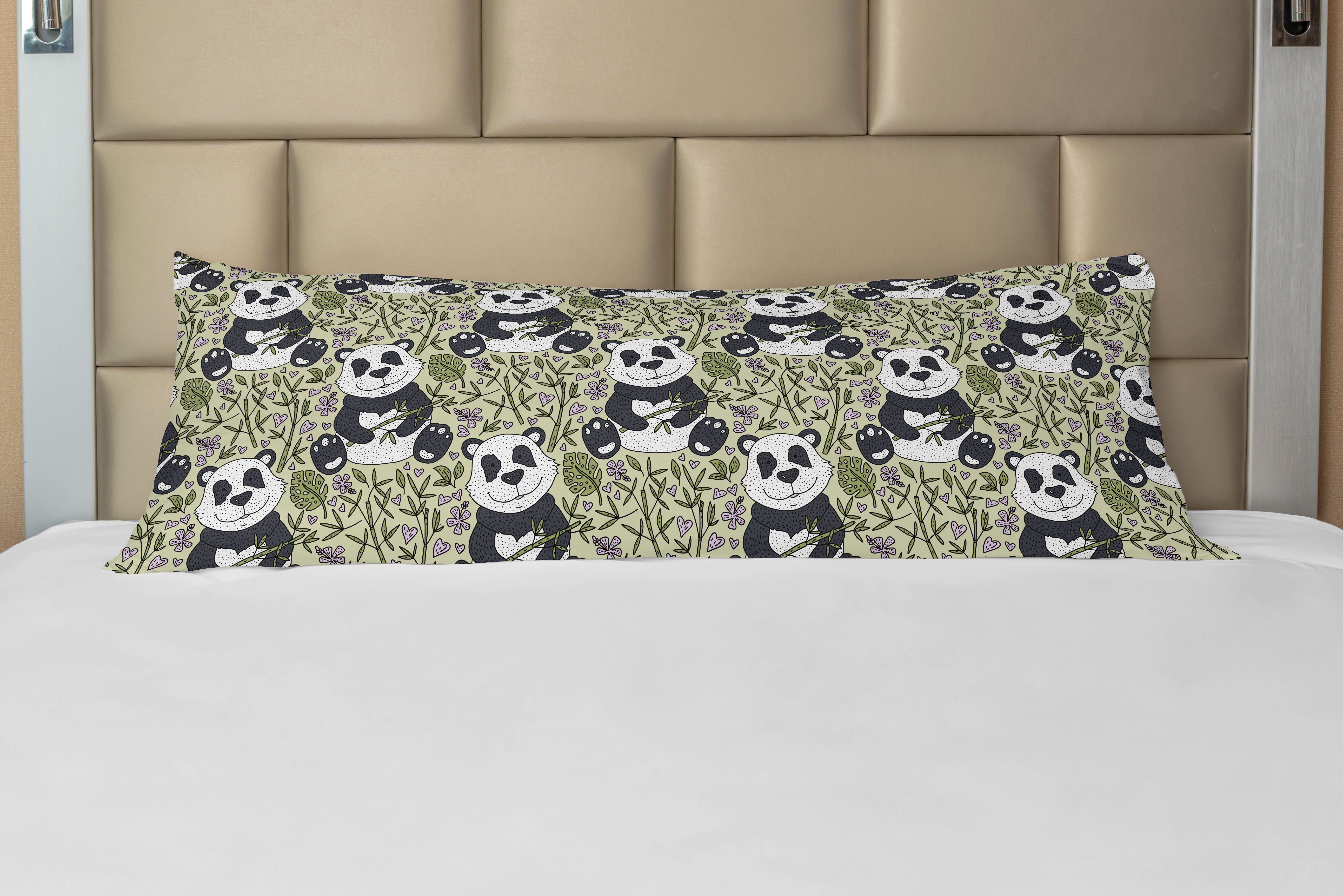 Seitenschläferkissenbezug Deko-Akzent Langer Kissenbezug, Abakuhaus, Panda Reizende Tier mit Blättern