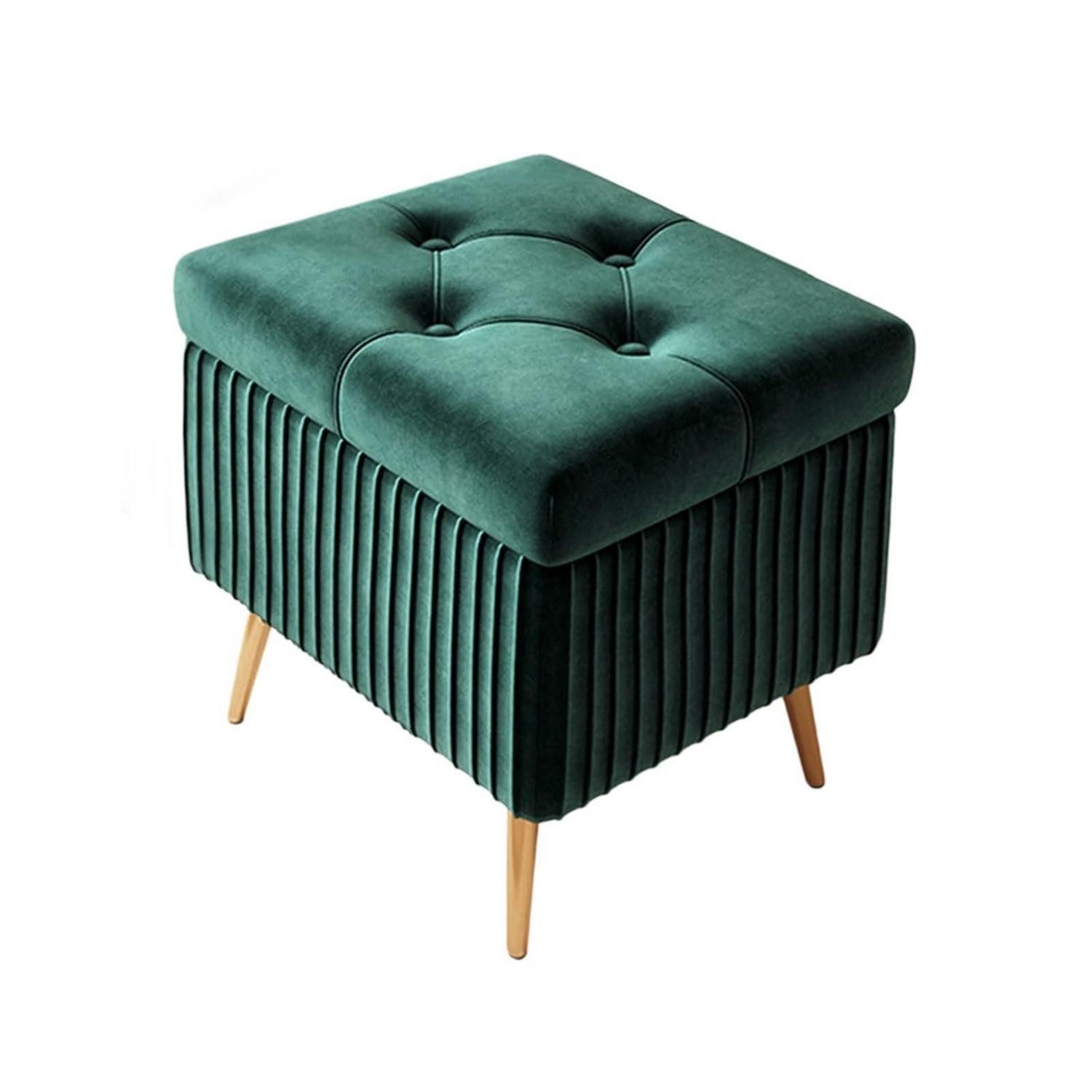 LuxusKollektion Polsterbank Sitzbank mit Stauraum, dunkelgrün, 40x40cm (1-St)