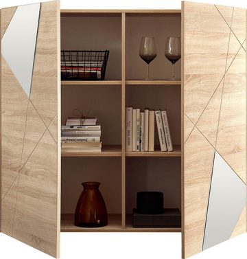 INOSIGN Highboard Vittoria, Breite 121 cm, Front mit Siebdruck und Spiegel