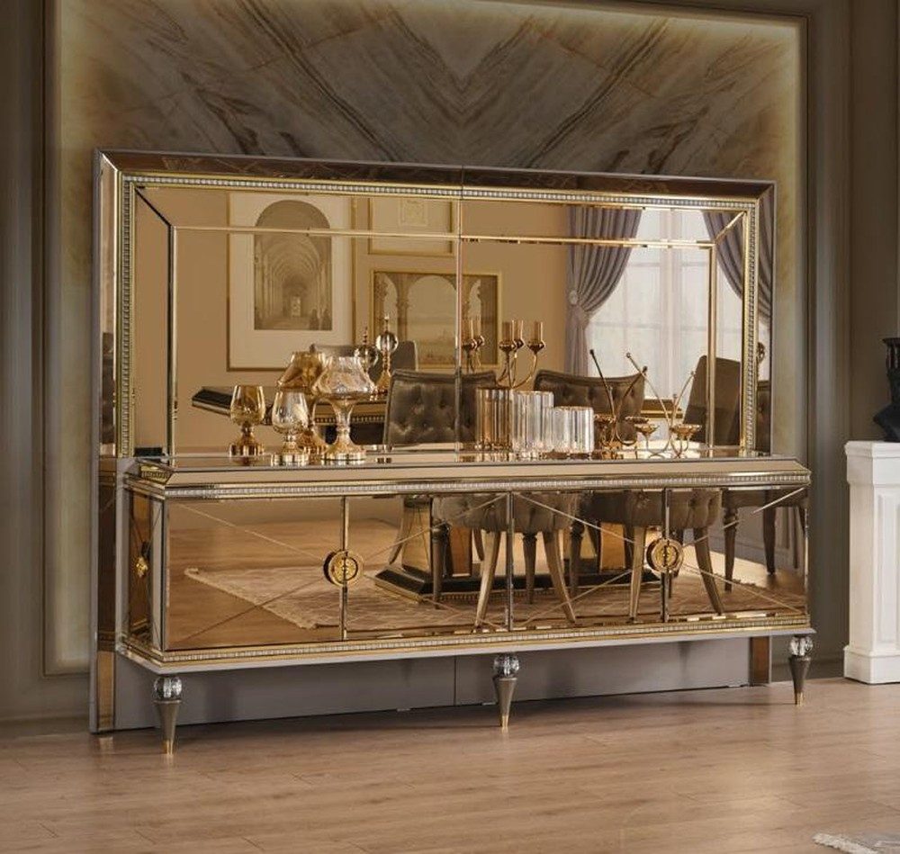 JVmoebel Anrichte Holz Sideboard mit Spiegel – Anrichte für das Wohnzimmer (1 St., 1x Sideboard), Made in Europa