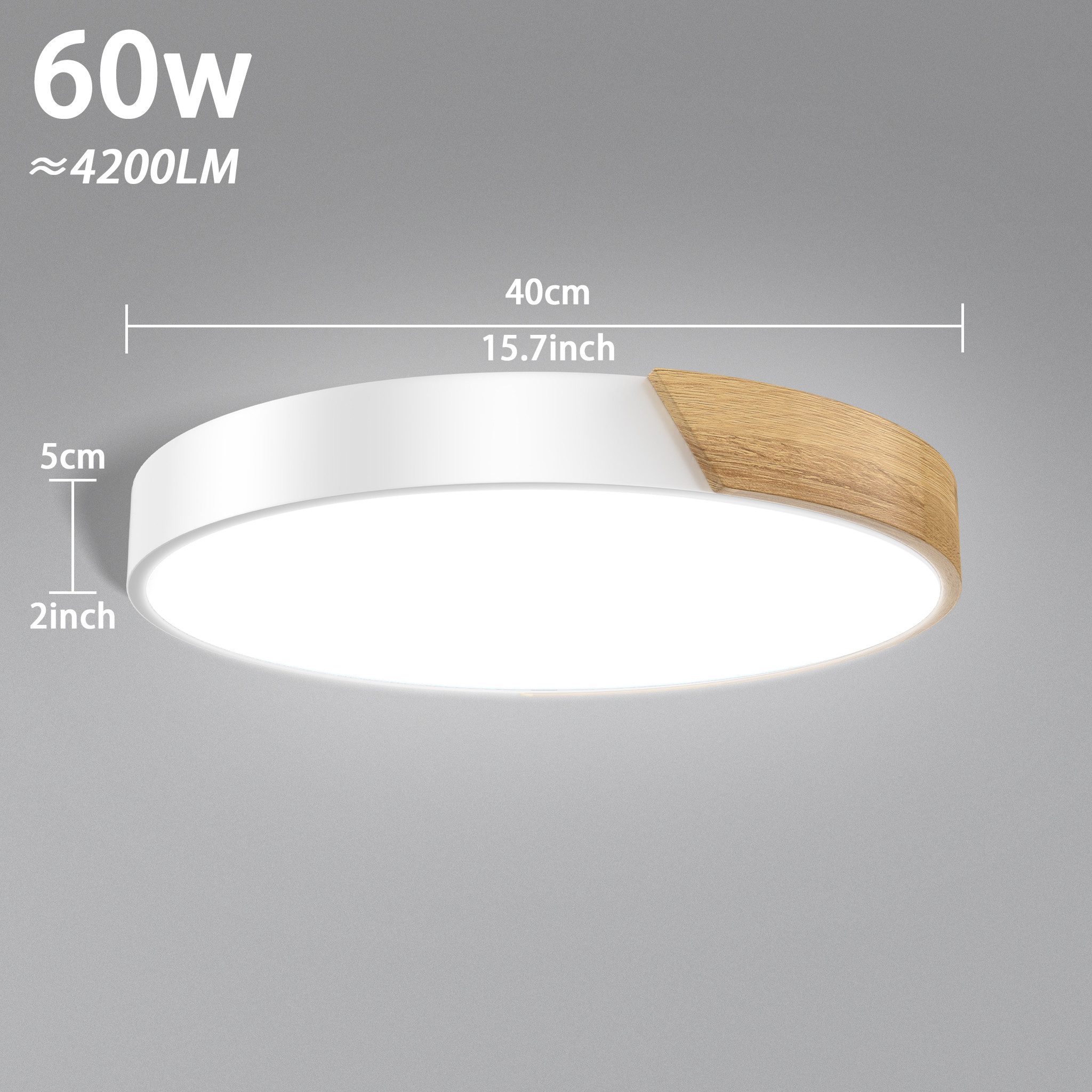 FIVMEN LED Deckenleuchte Deckenlampe Holz Deckenleuchte Deckenlampen Rund L günstig online kaufen