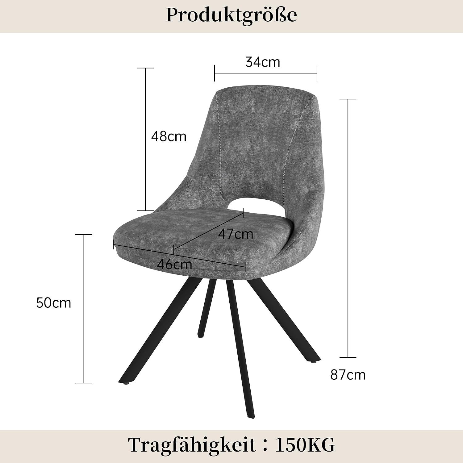 Jiexi Esszimmerstuhl Polsterstuhl 2/4/6/8er Set, moderner Küchenstuhl im skandinavischen – Bild 2 von 4
