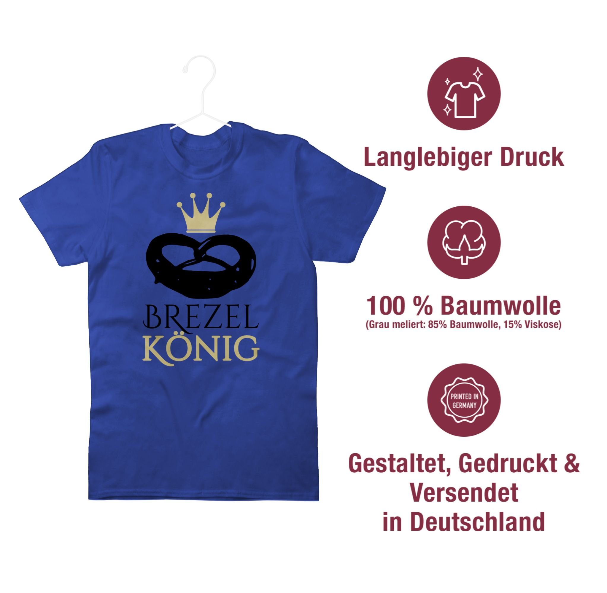 Shirtracer T-Shirt König Herren Oktoberfest für 3 Mode Royalblau Brezel