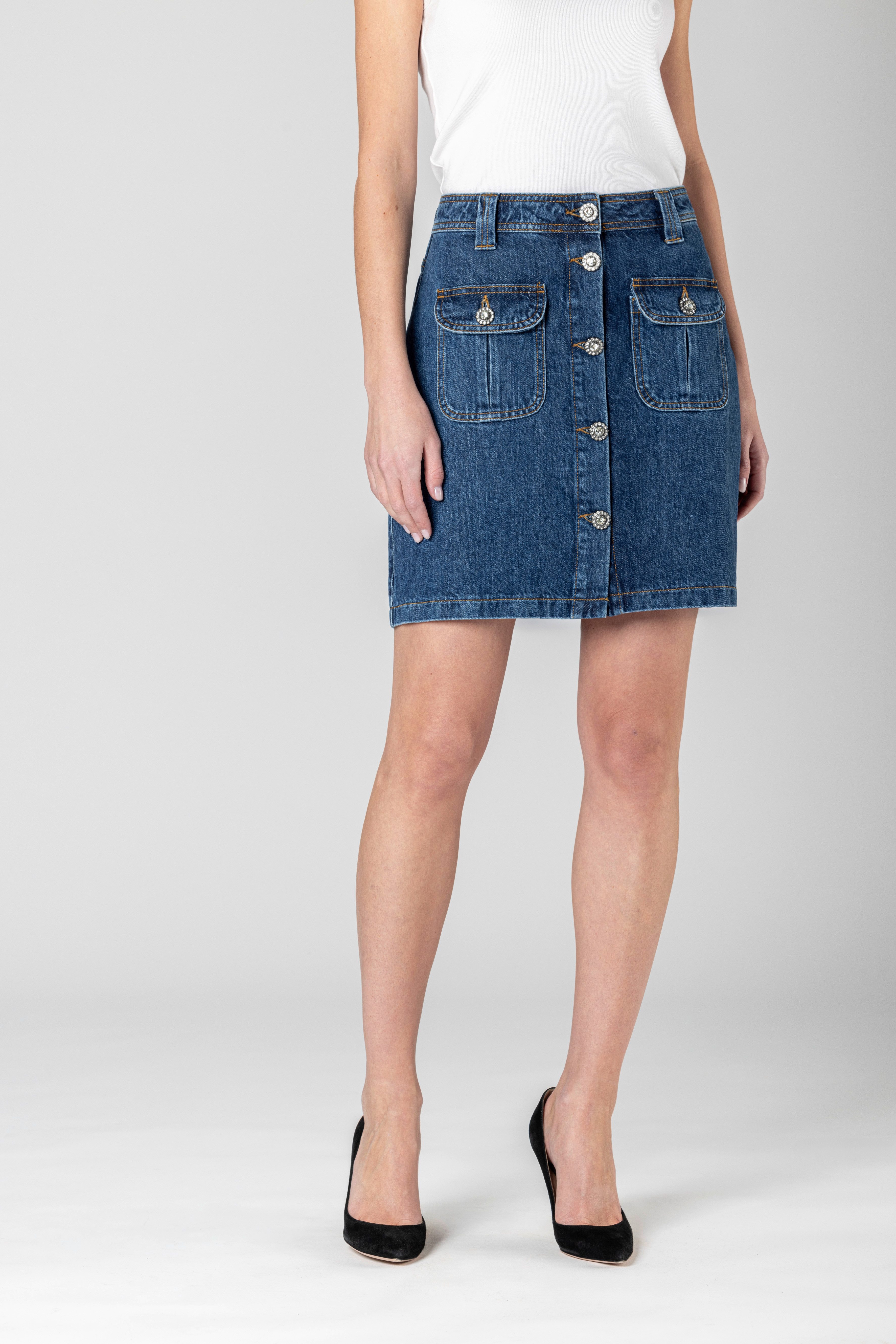 Joop Jeans Jeansrock Rosa mit Schmuckknöpfen günstig online kaufen