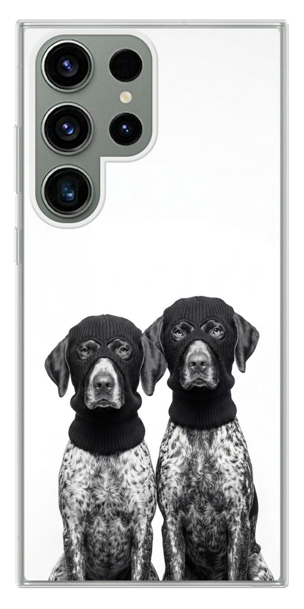 MuchoWow Handyhülle für Samsung Galaxy S23 Ultra Hunde - Balaclava - Schwarz - Weiß