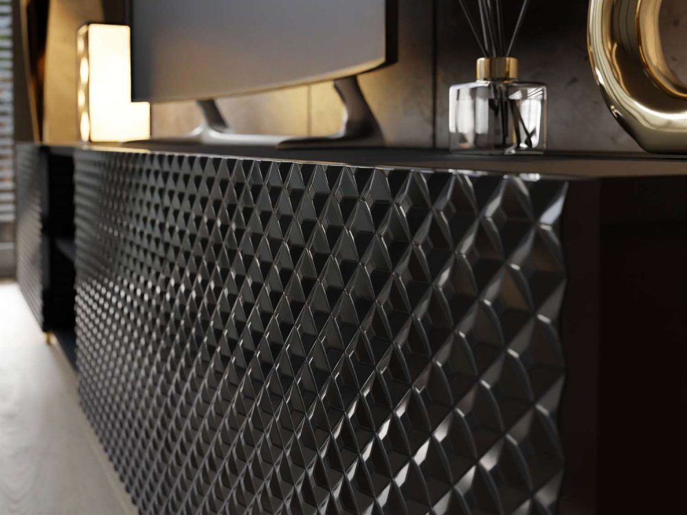 ALLHOUSE24 Lowboard PALERMO Sideboard Hochglanz gefräst, Metallfüße in 3 Fa günstig online kaufen