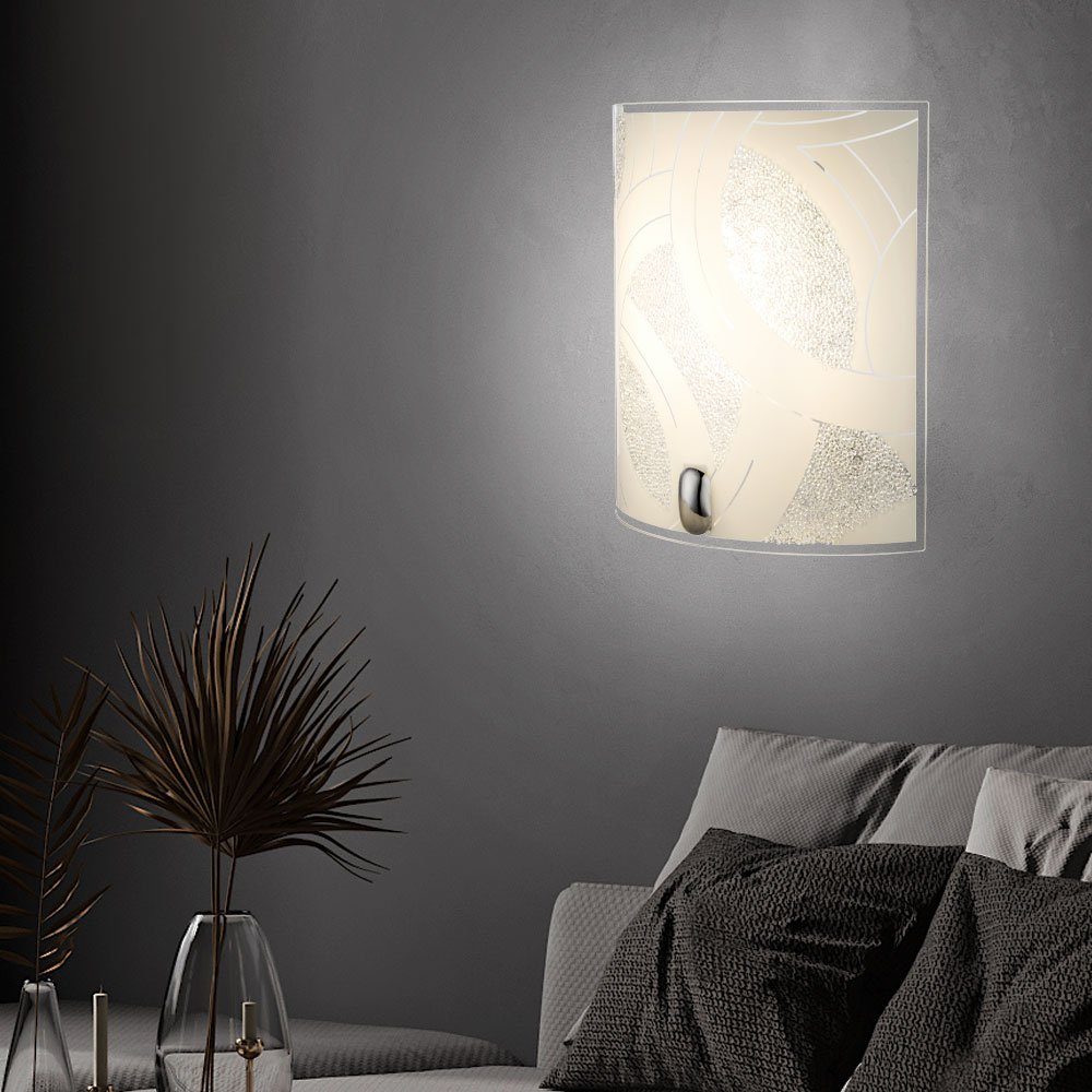 Zimmer Design Lampe LED-Leuchtmittel Wohn etc-shop Strahler Leuchte fest Wand Warmweiß, Wandleuchte, LED verbaut, Glas satiniert LED Spot