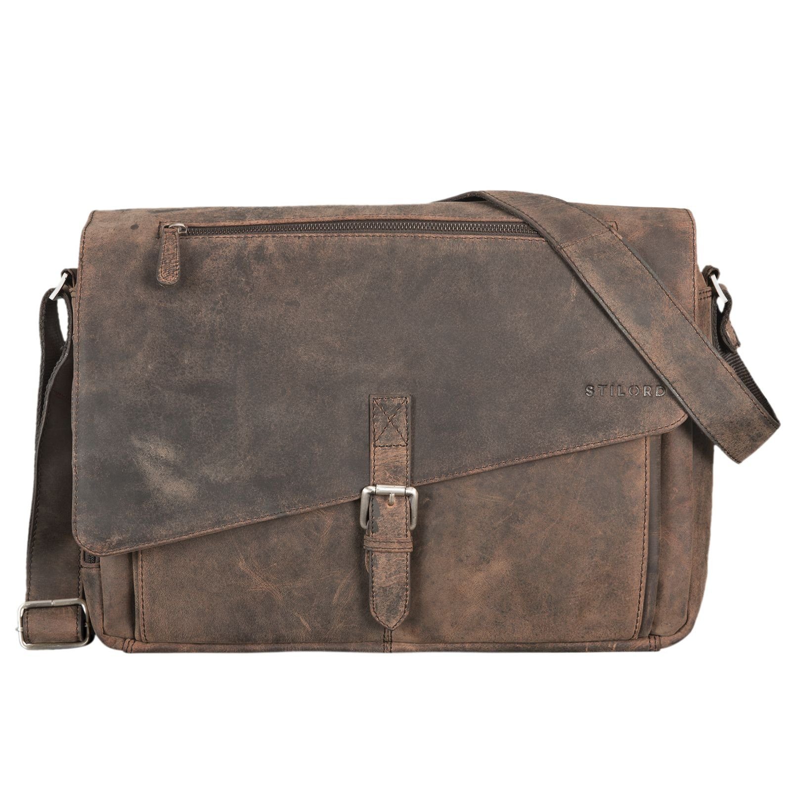 STILORD Laptoptasche "Merlin" Vintage Leder Umhängetasche