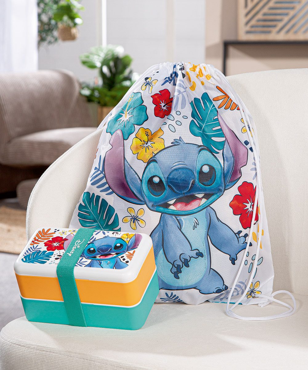 GILDE Lunchbox DISNEY - STITCH - Lunchbox + Beutel - Kunststoff - mehrfarbig, Kunststoff, (1x Lunchbox + 1x Beutel, Beutel - Dose - Aufbewahrung), Rucksack - Essensbox - Brotdose - Turnbeutel