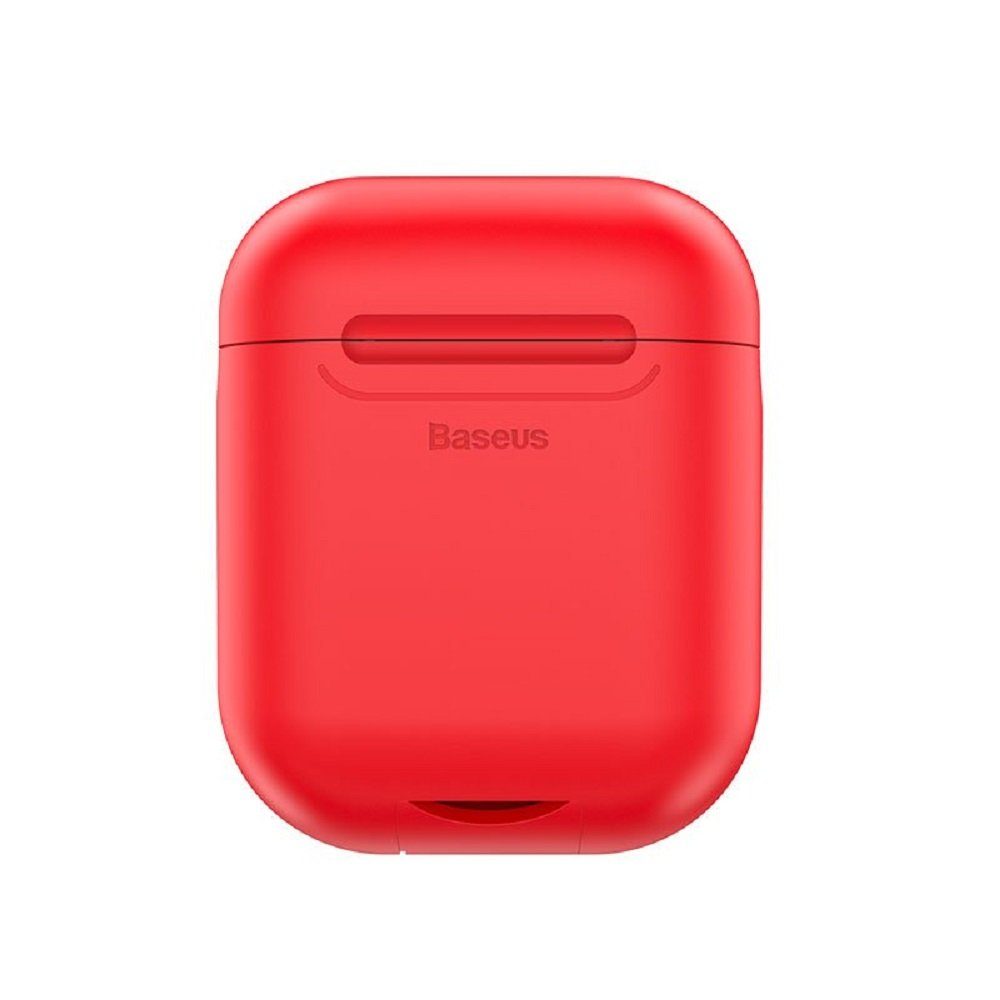 Baseus Kopfhörer-Schutzhülle Baseus AirPods Wireless Charger Rot Case  Silikon Schutztasche mit QI Induktives Laden für Apple AirPods Kopfhörer