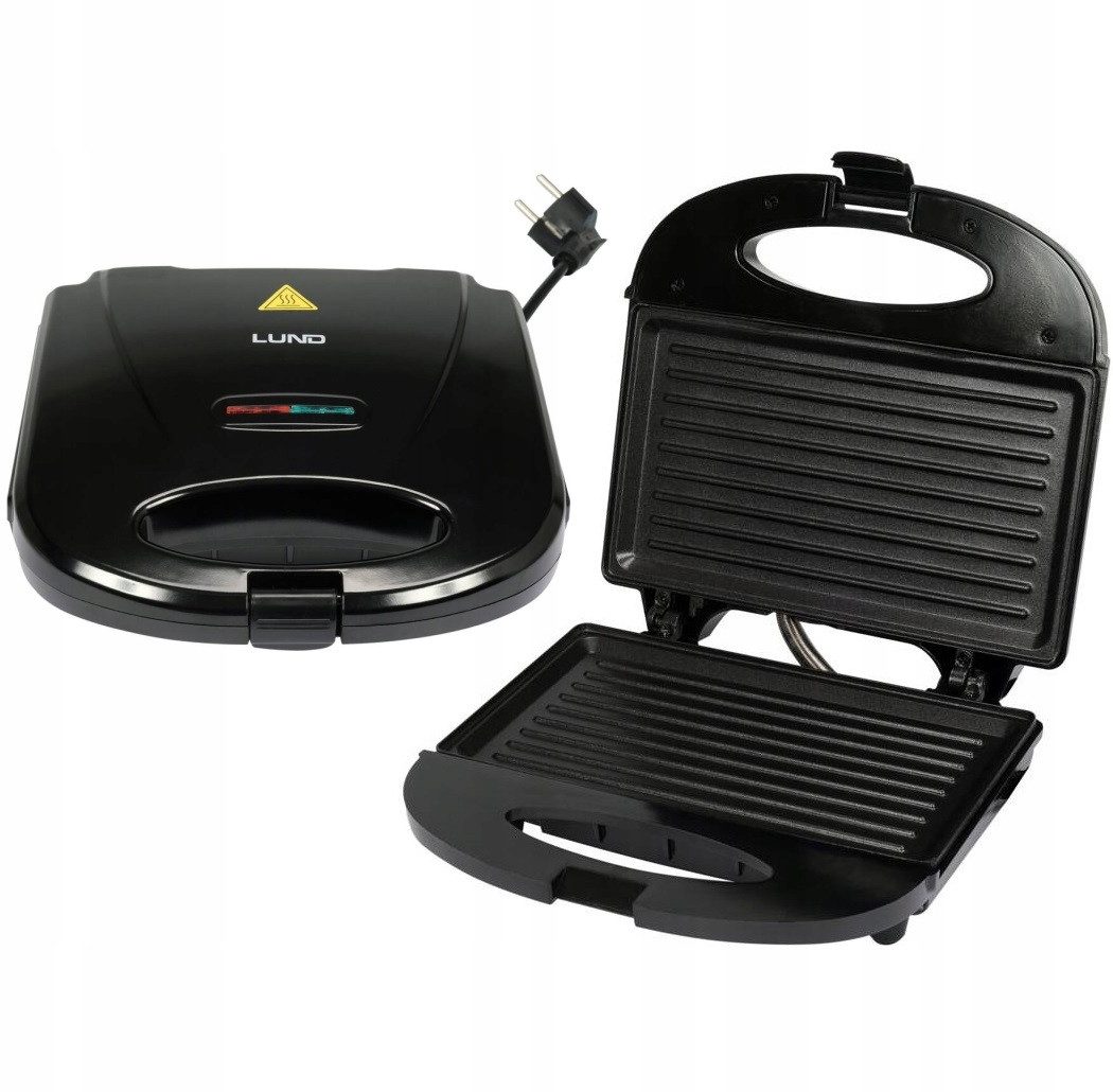 Lund 2-in-1-Sandwichmaker Sandwichmaker mit Grillplatte, 750 W, Schwarz, 750 W
