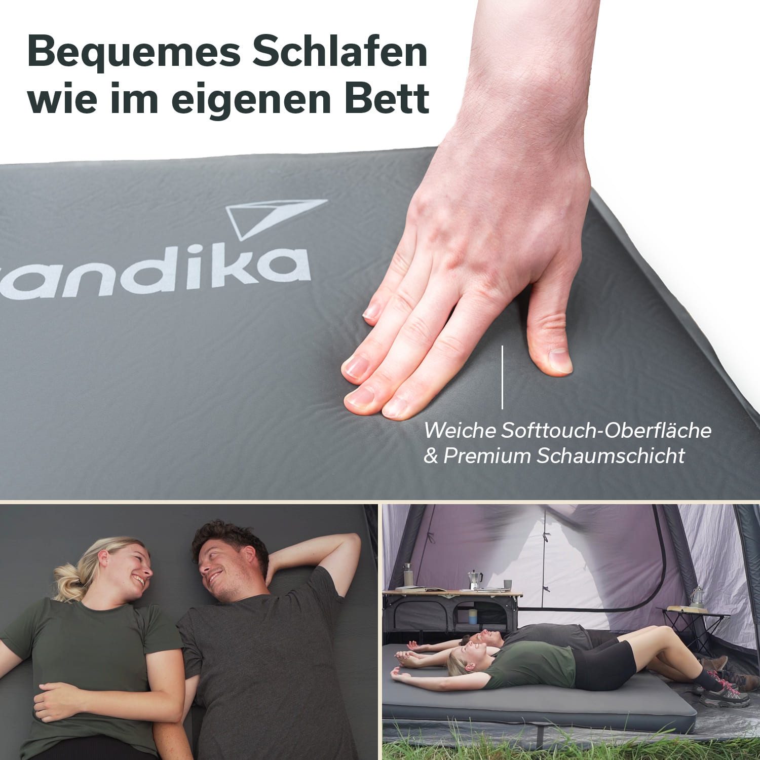 Skandika Luftmatratze Easy 3D Premium Single Isomatte, selbstaufblasend, 10 cm dick, faltbar, (Tragetasche, R-Wert 9,6, in nur ca. 2 Minuten einsatzbereit), leicht, selbstfüllender Schaumstoff, Gästematratze, Zelt, Auto Outdoor