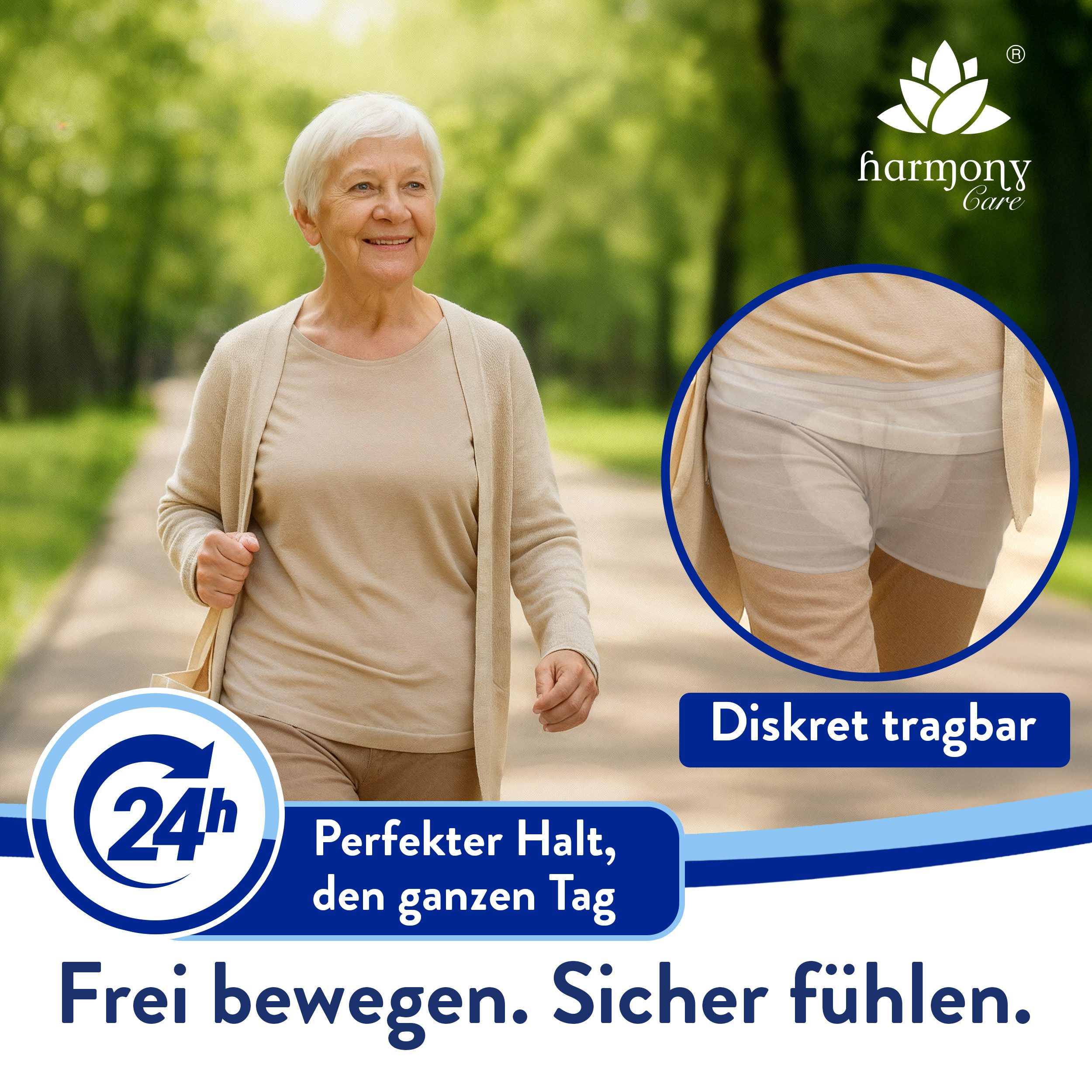 Harmony Care Inkontinenz-Einlage Fixpants Premium - extra weich für Inkontinenz und Wochenbett, L Gr., 25-St., extra weich, zuverlässig haltende