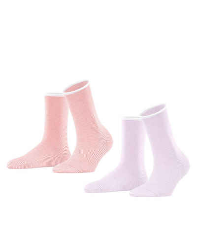 Baumwollmischung Größe: 35-38 ESPRIT Damen Socken Dots Stripe 2er Pack Schwarz 2 Paar Black 3000 
