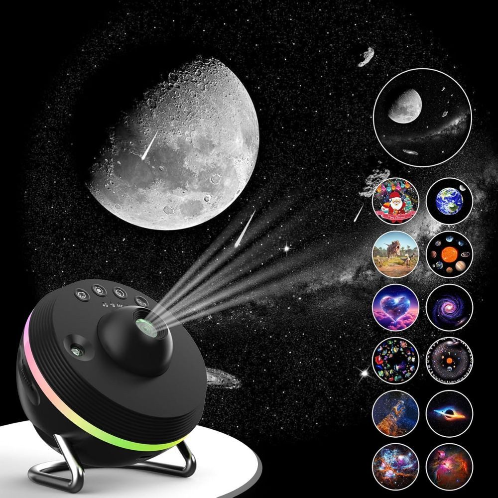 PRIISF Projektionslampe LED-Sternenhimmel Wandprojektor 13 Motiv Planetarium Galaxy Projektor, LED Nachtlicht, 180° drehbare, für Kinder Erwachsene/Schlafzimmer/Party/Decke, DYNAMISCHER METEOR, Sternenprojektor Starry Erde Stern Nebula Nachtlichte Polarlicht