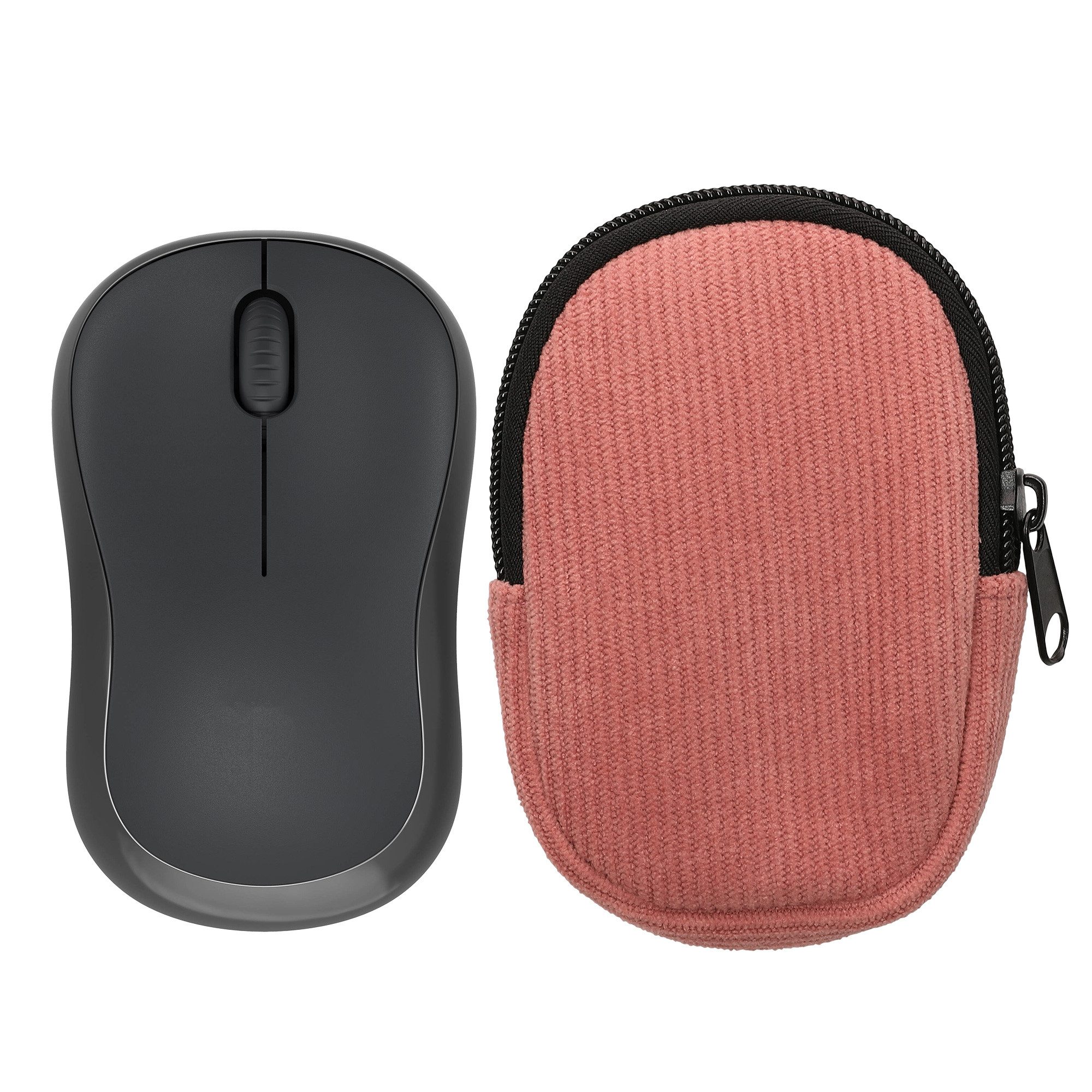 kwmobile Schutz-Set Maus Tasche für Logitech M240 SILENT / M325S Hülle, Case für Bluetooth Maus aus robustem Cord und Neopren Stoff