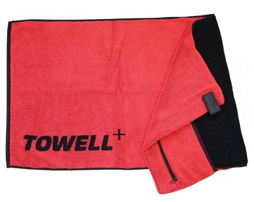 Stryve Sporthandtuch Towell + Handtuch mit Tasche und Magnetclip, Rot/Schwarz
