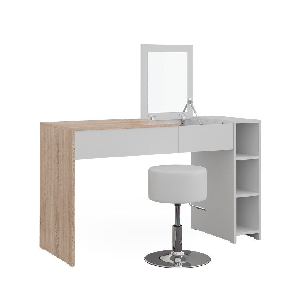 Vicco Schminktisch Kira, Weiß/Sonoma, 129.6 cm günstig online kaufen