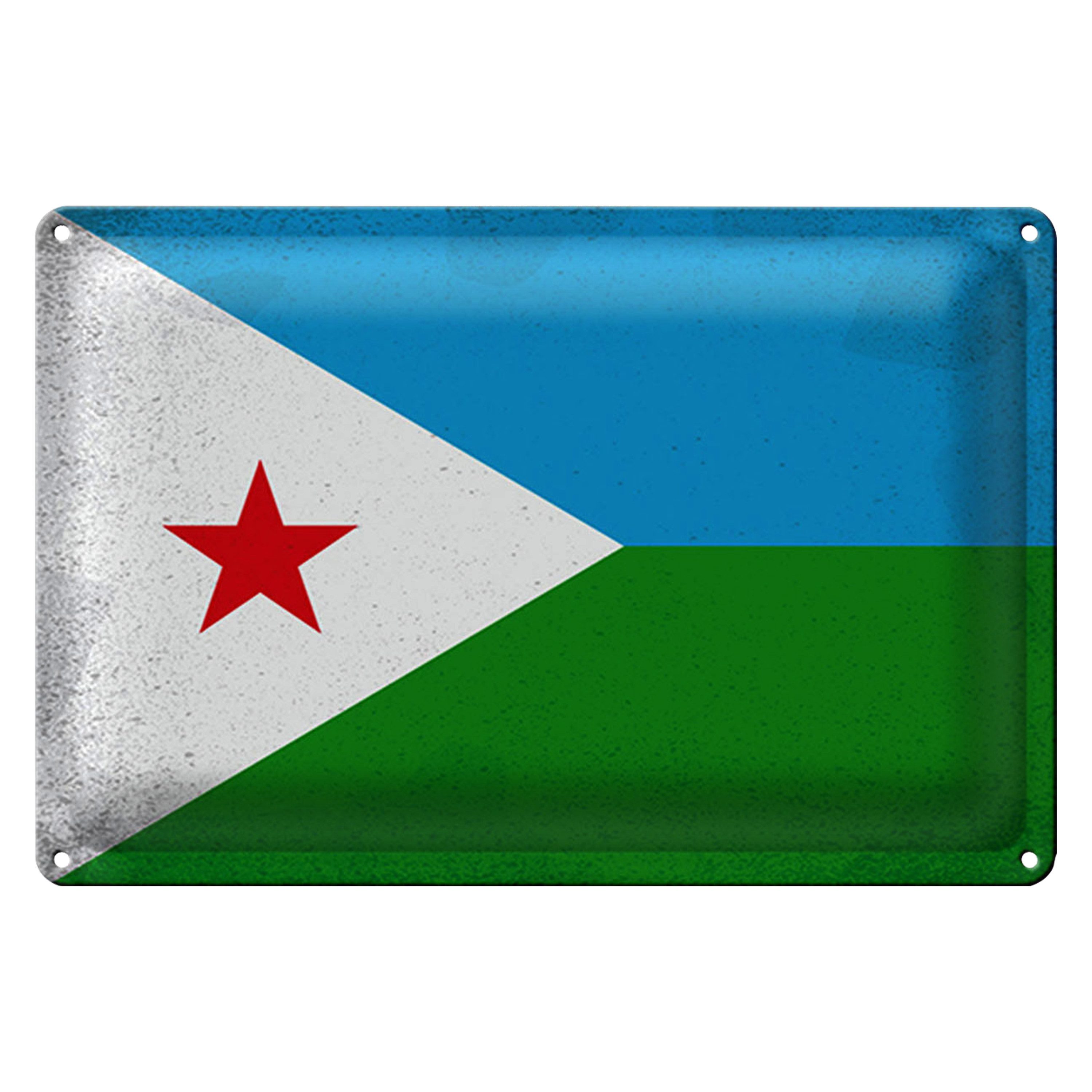 Metallschild Flagge Dschibuti 18x12cm Flag Djibouti Vintage