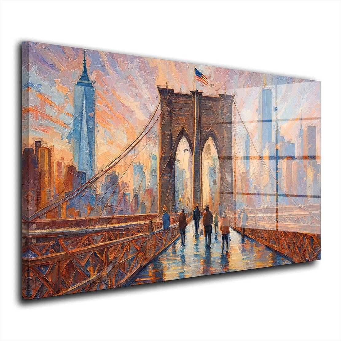 Acrylglasbild Brücke New York USA Acrylglas Wandbild Bild Wanddeko Wohnzimmer XL