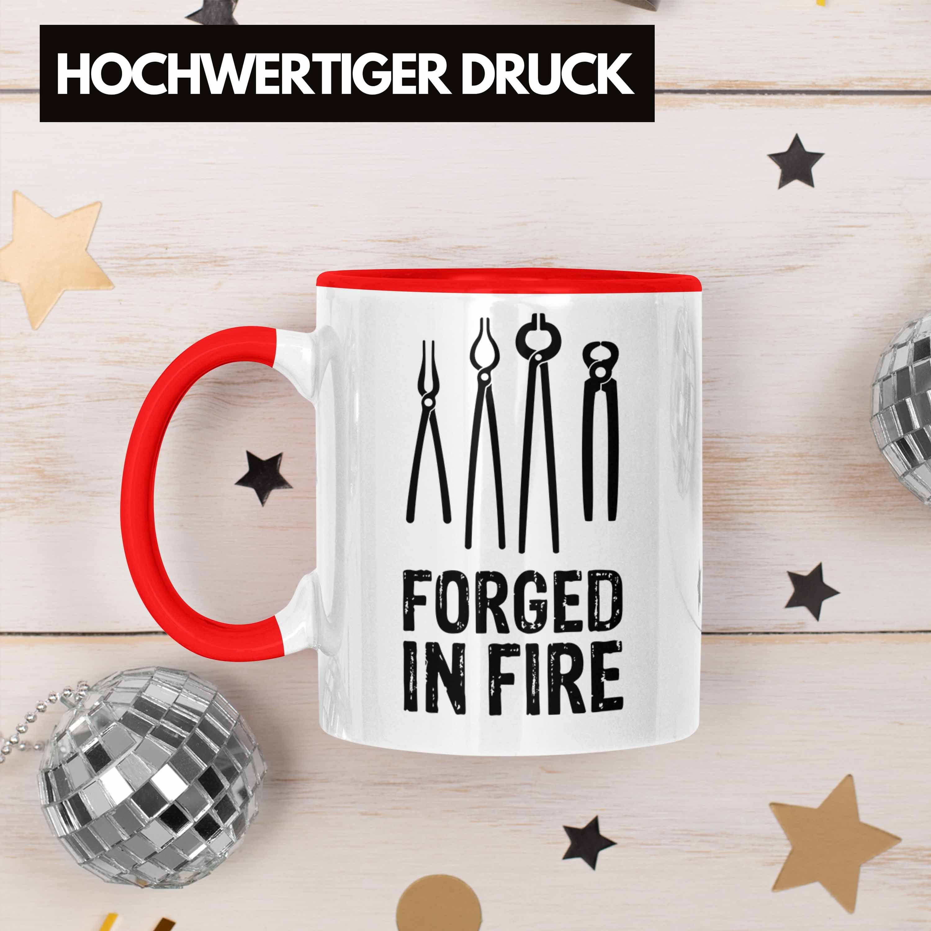 Geschenkidee Tasse Rot Spruch mit - Tasse Geschenk Hufschmied Trendation Kaffeetasse Schmied Trendation