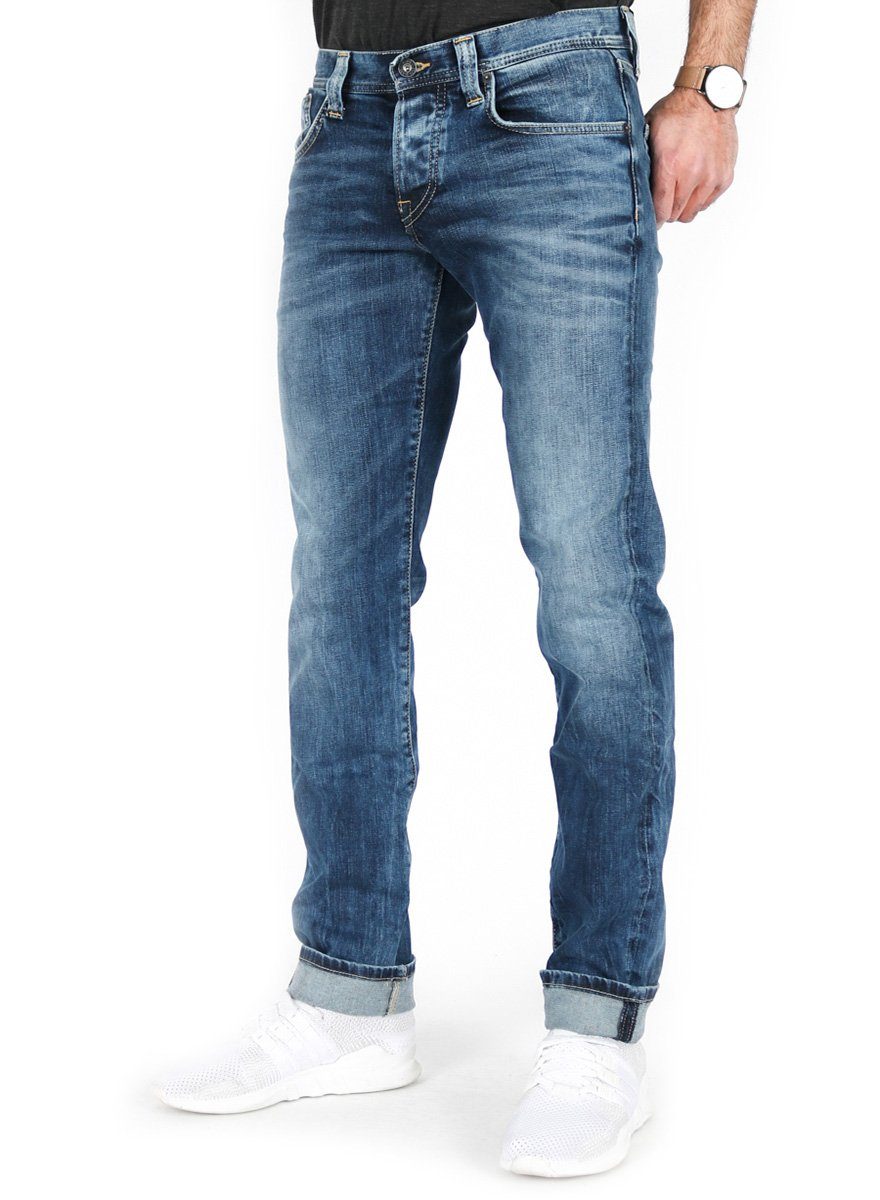 Herren Jeans Pepe Jeans Slim-fit-Jeans Herren Stretch Hose - Cane Z23 Gelbe Naht