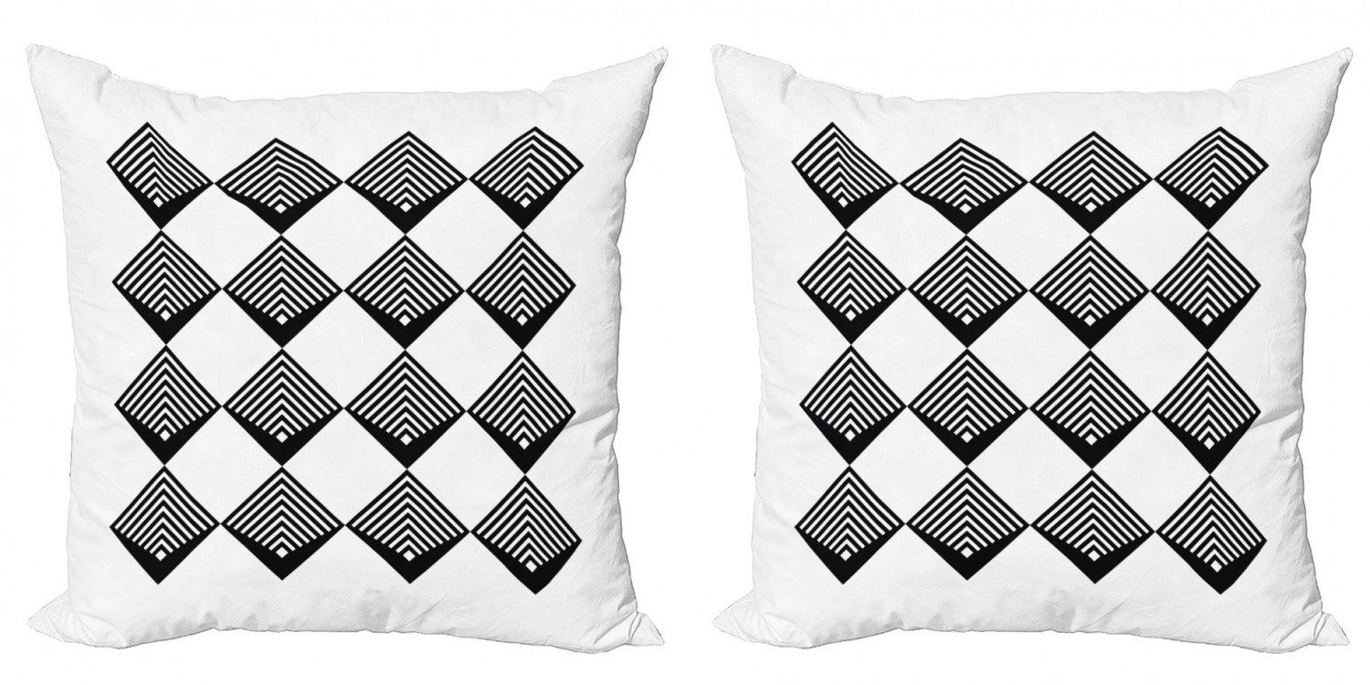 Kissenbezüge Modern und Deco-Quadrate Accent Doppelseitiger Digitaldruck, Schwarz Art weiß Abakuhaus Stück), (2