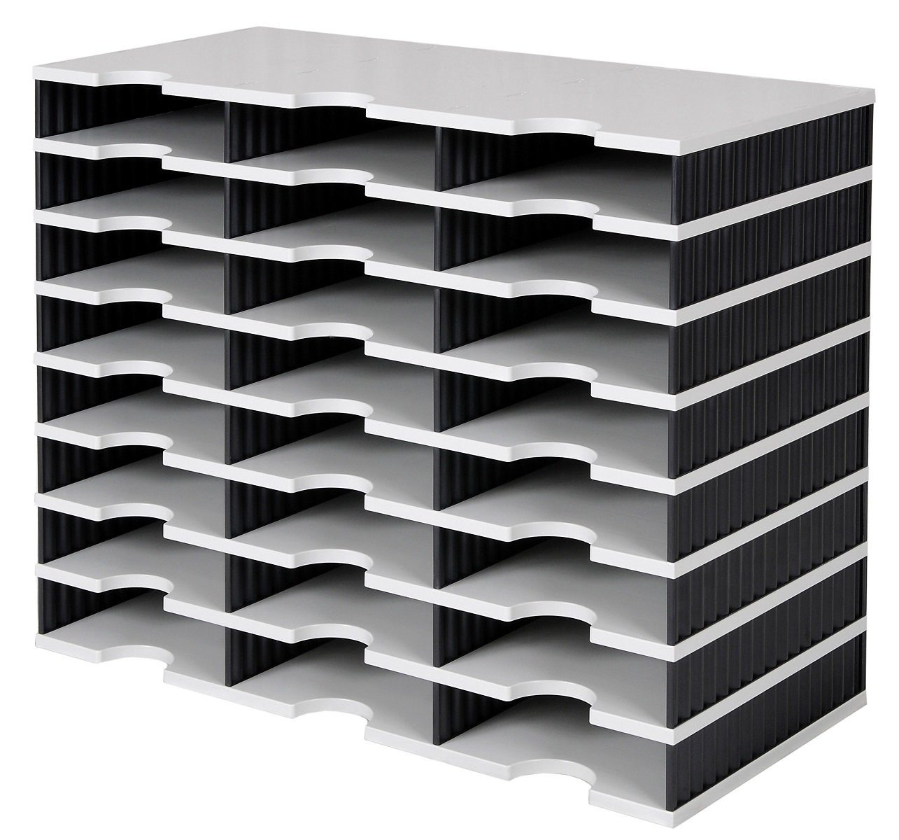STYRO Briefablage 1 Sortierstation Standard styrodoc trio 24 Fächer grau/schwarz (1-St), 8 Etagen á 3 Fächer; Nachträglich erweiterbar