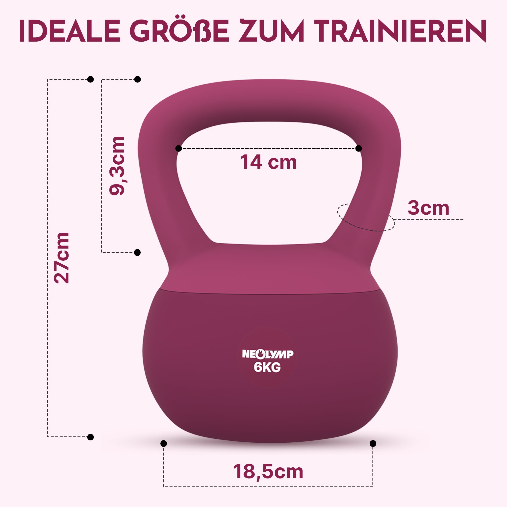 NEOLYMP Kettlebell Soft Kettlebell bodenschonend & leise - stoßdämpfende Kugelhantel, (Soft Kettlebell ideal fürs Homegym Kettlebell 2–12 kg Kugelhantel Set), Kugelhantel mit Eisensandfüllung - ergonomischer Softgriff