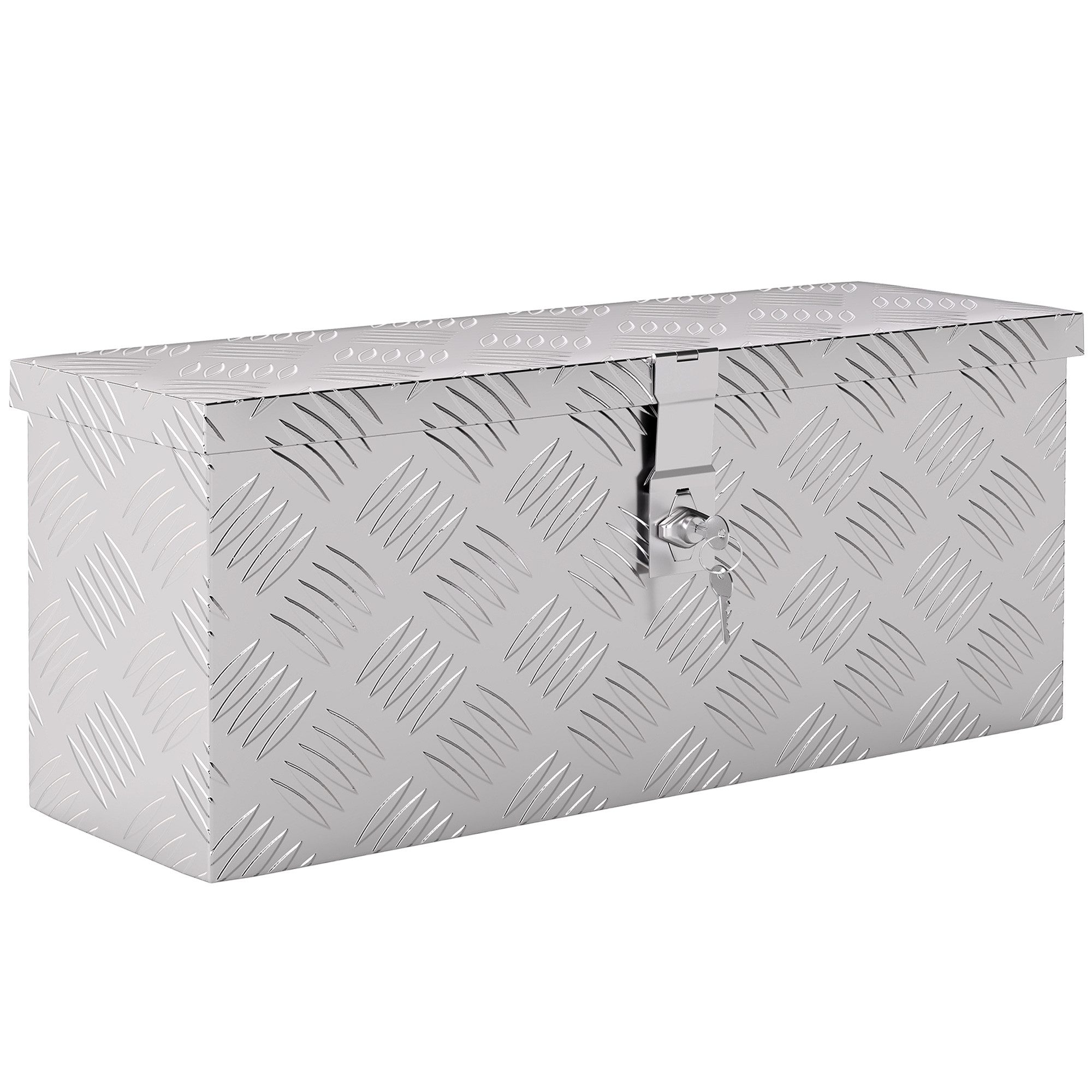 HOMCOM Werkzeugbox Gerätekasten Aluminium mit Schloss+Schlüssel, LKW-Werkzeugkasten (Aufbewahrungskiste, 1 St., Lagerungsbox), für Lagerhallen und Kofferräume, Silber