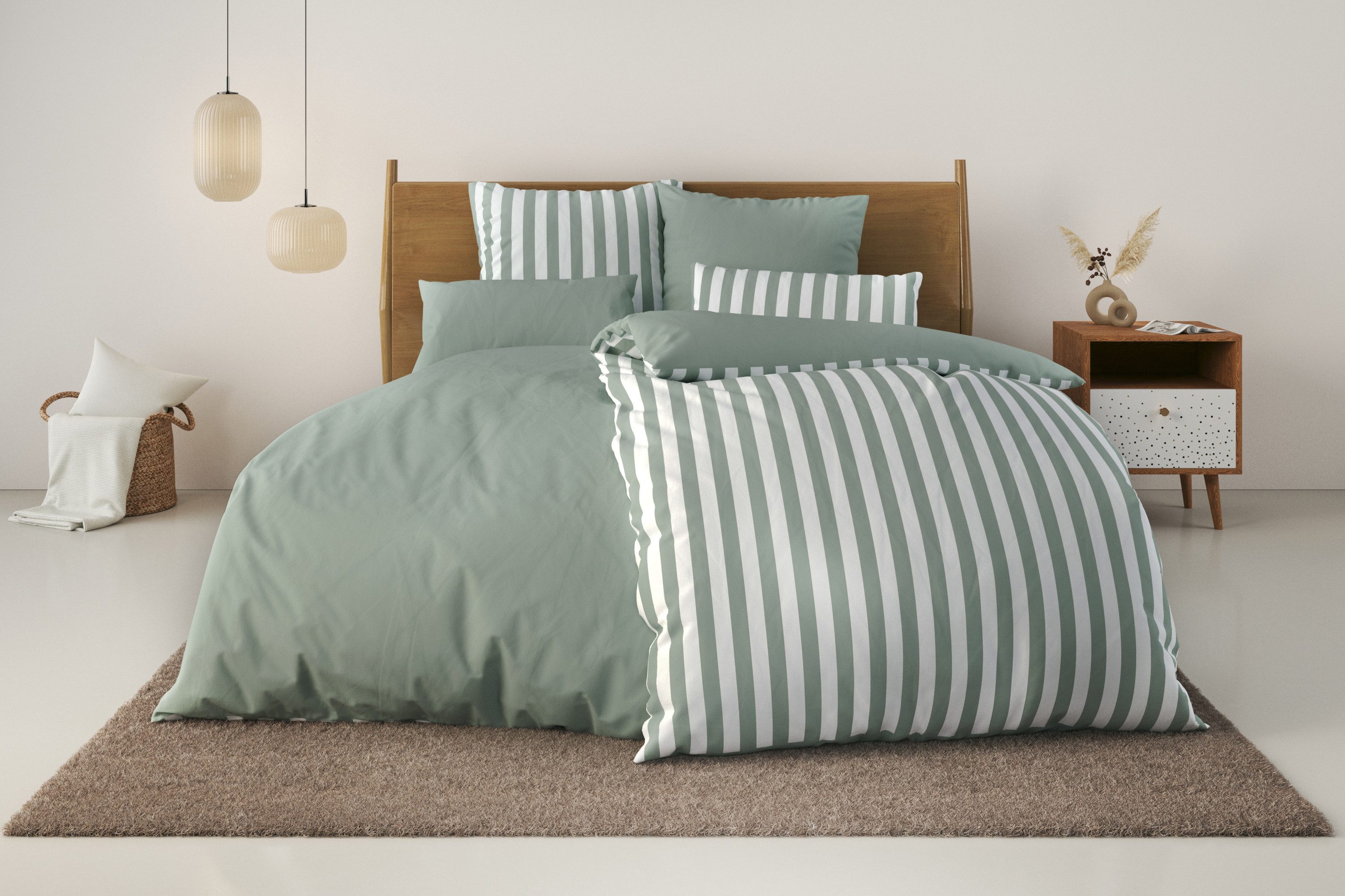 andas Wendebettwäsche Greta, Renforcé, 2 teilig, Bettwäsche mit Streifen in günstig online kaufen