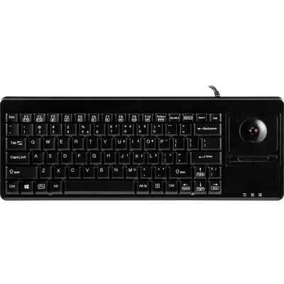Perixx US-LAYOUT Tastatur (Integrierter Trackball, Maustasten, USB-Anschluss)